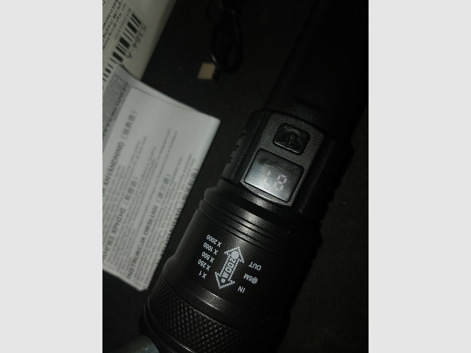 Taschenlampe Strobo funktion Aufladbar usb digital anzeige Zoom tactical Flashlight