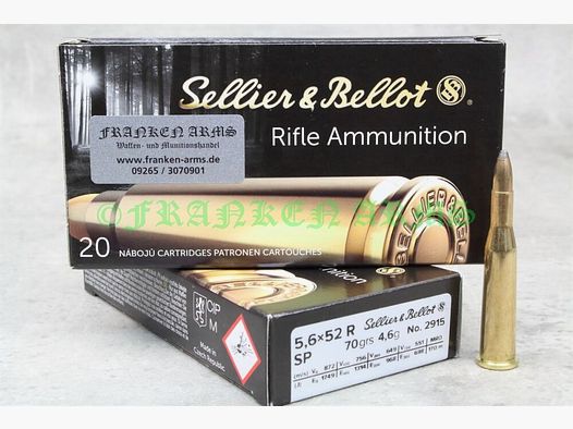 Sellier&Bellot 5,6x52R 70gr. 4,6g 20 pièces Prix dégressifs