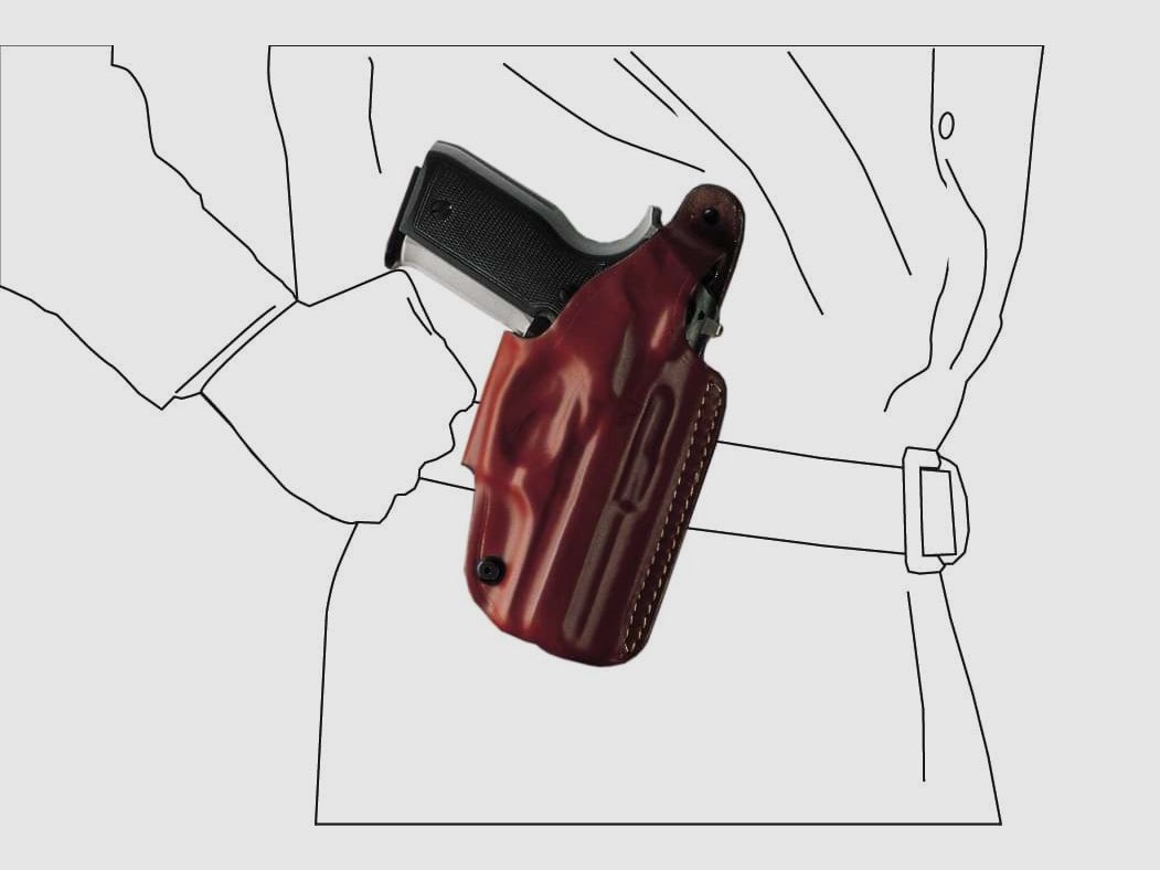 Schnellziehholster mit drei Tragepositionen Beretta 81/82/84/85/87, HW 94, Walther PP-Braun-Rechtshänder