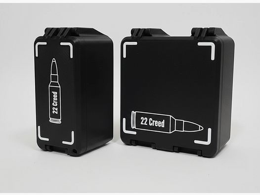 Filamelt ammunition box / 22 Creedmoor / 'folding / latch cover' / cartridge box, ammo box