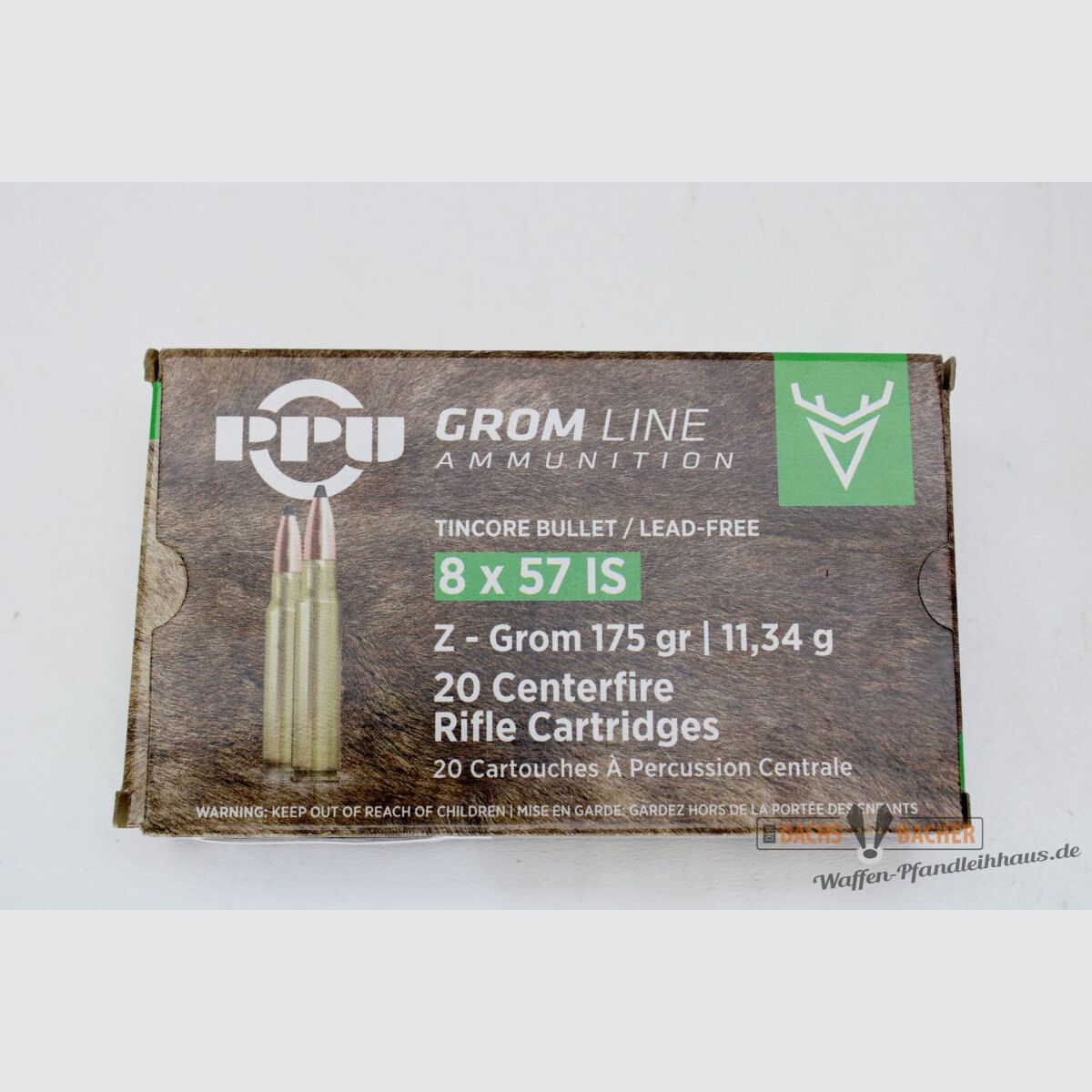 PPU Privi Partizan 8x57JS. 11,34g/175gr Z-GROM Bleifrei 20 Schuß