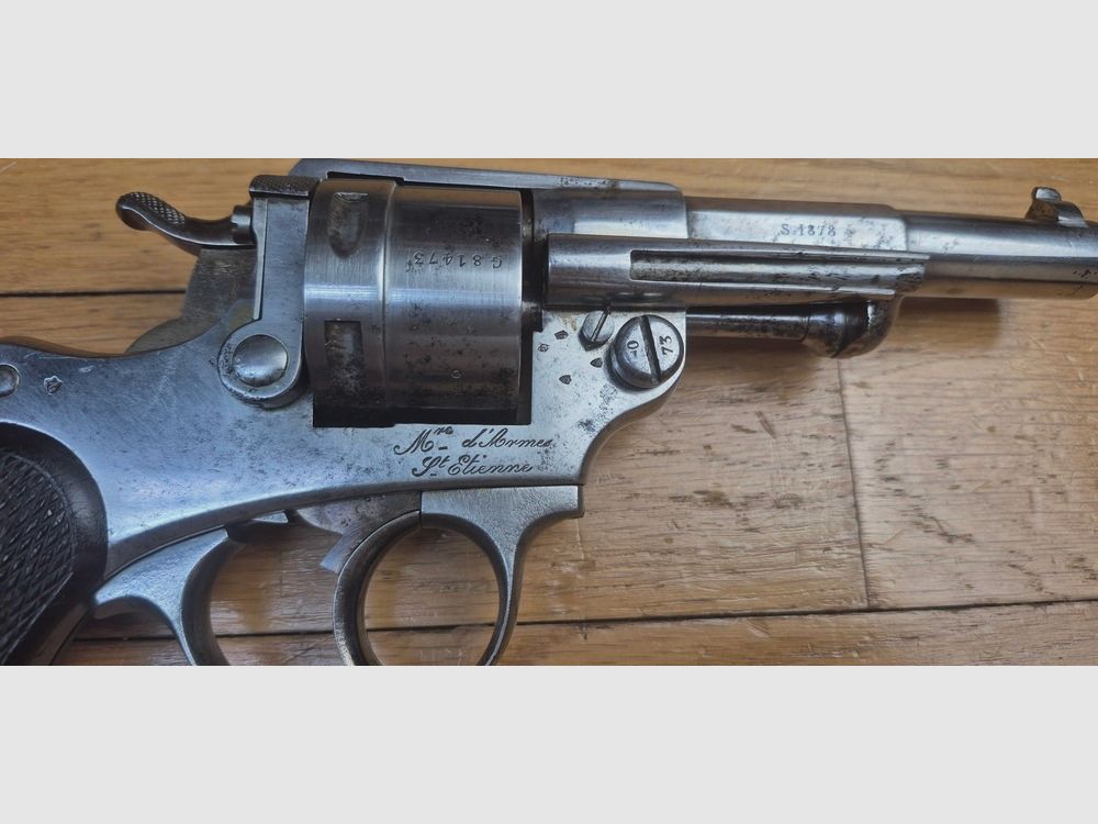 Guter regulärer Revolver Modell 1873 – Kaliber 11mm73 – vollständig monomatrikuliert – Noch mit strohgelb – MAS 1878 – Gute Mechanik, schöner Lauf und schöne Kammern – BE, Bild 5 von 19