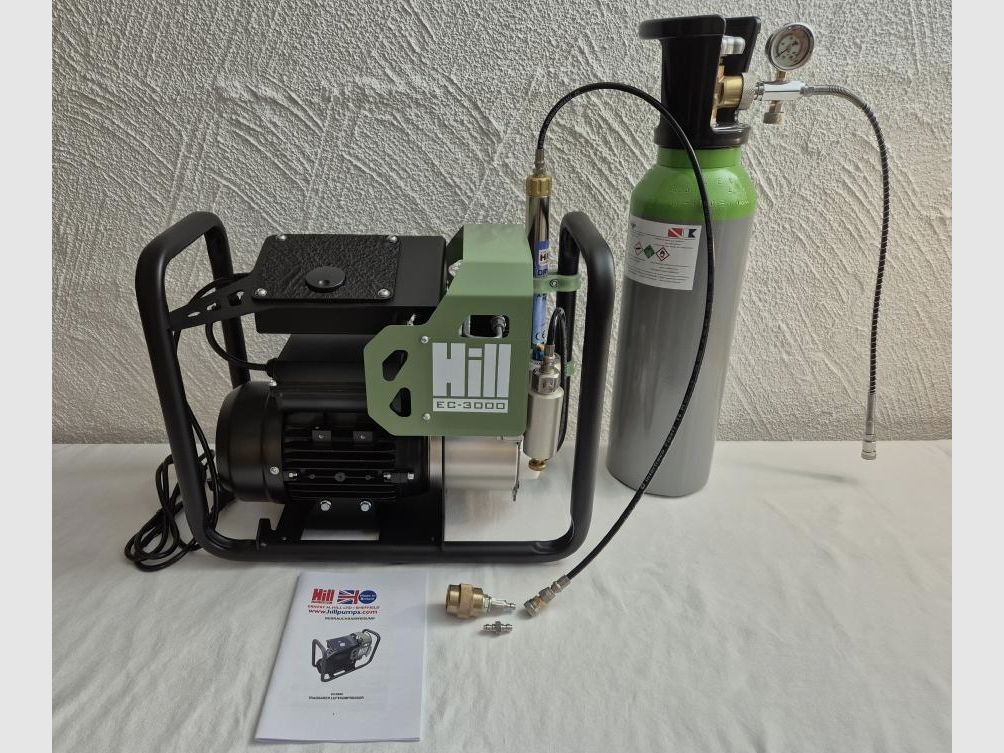 Hill EC-3000 Elektrischer Druckluftkompressor, Komplettset mit Druckluftflasche