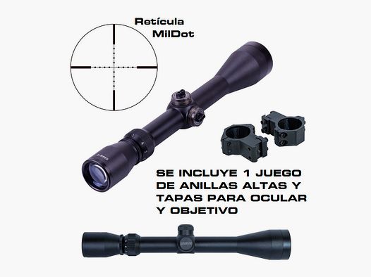 Zielfernrohr Zasdar 3-9X40 mm. Mildot-Absehen nicht beleuchtet mit 11mm Montageringen