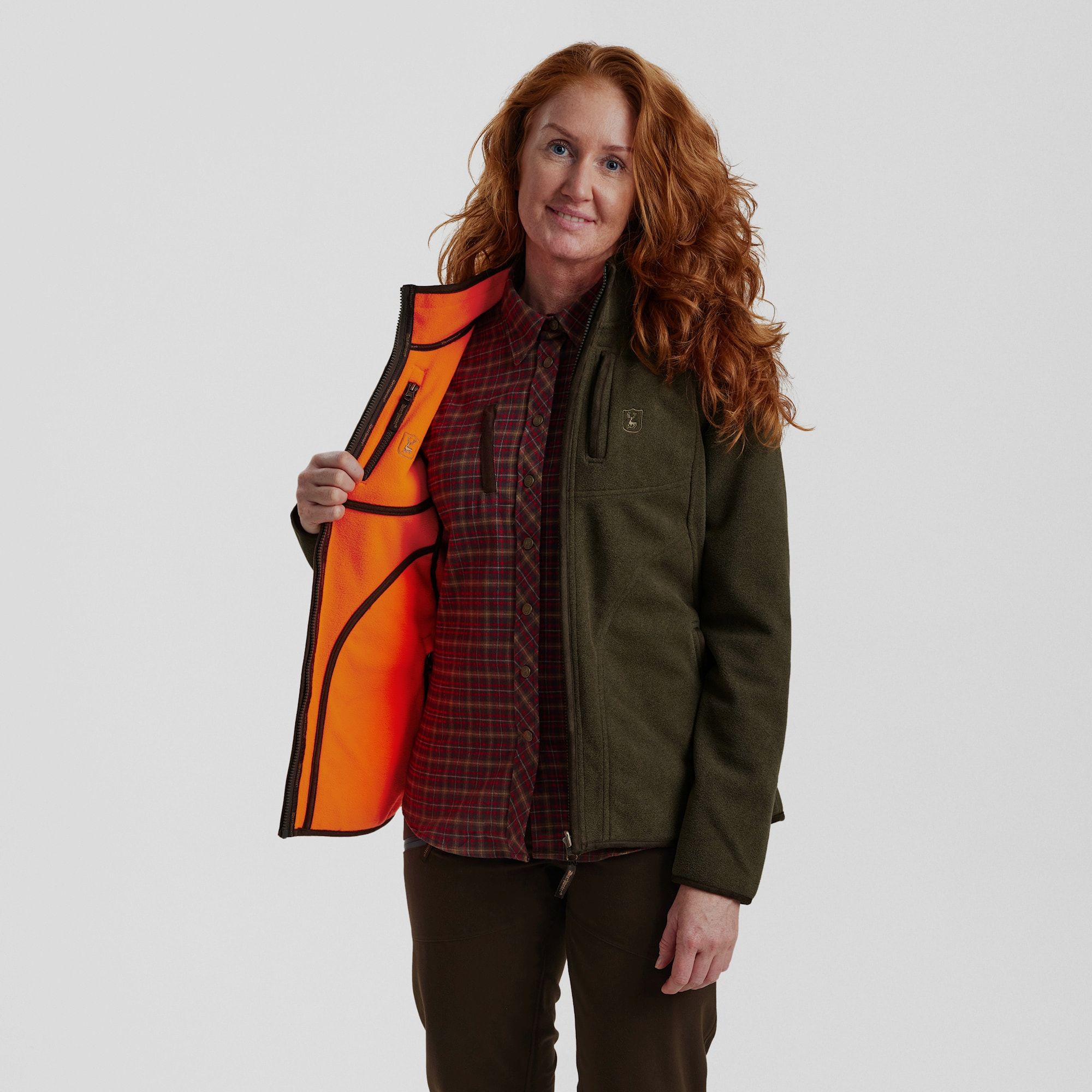 Deerhunter Lady Pam Bonded Fleece Jacket - reversible Orange 44