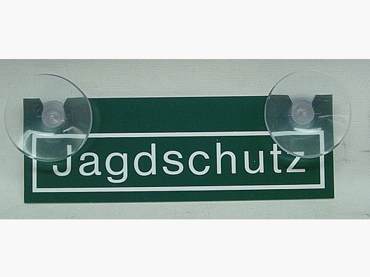 Autoschild Jagdschutz - 2 Sauger f. Scheiben Innenbef.