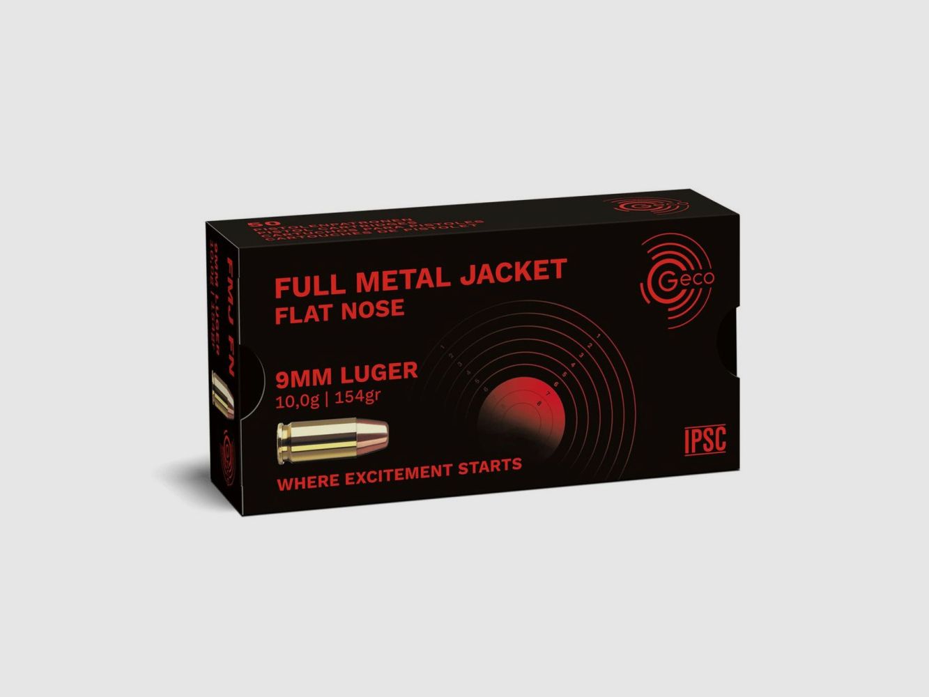 GECO Ammo 9 mm Luger Geco FMJ 10 g / 154 gr VE50