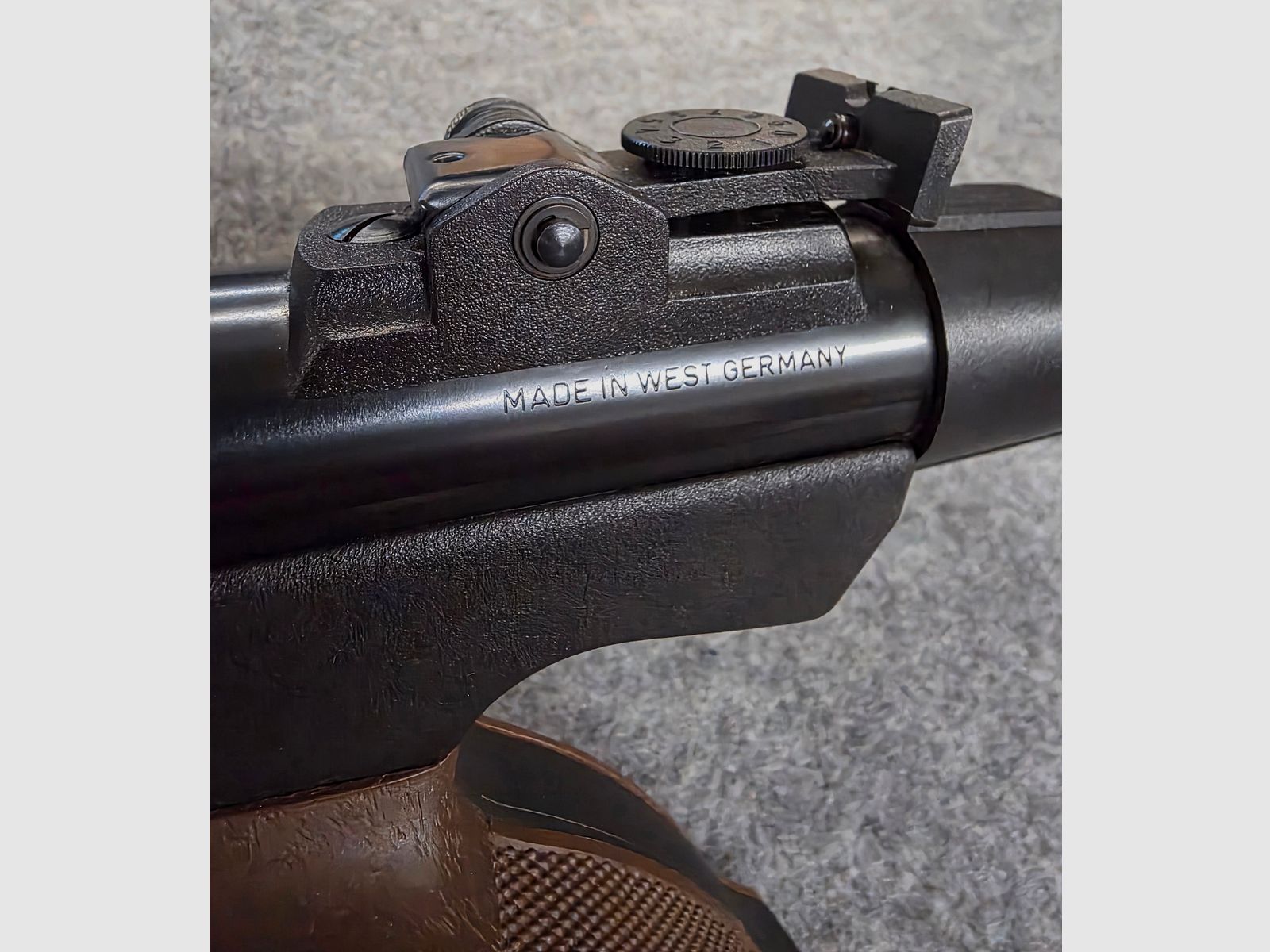 Para coleccionistas, pistola de aire comprimido Diana modelo 5 G pistola Cal. 4,5mm Diabolo Knicker en estado como nueva