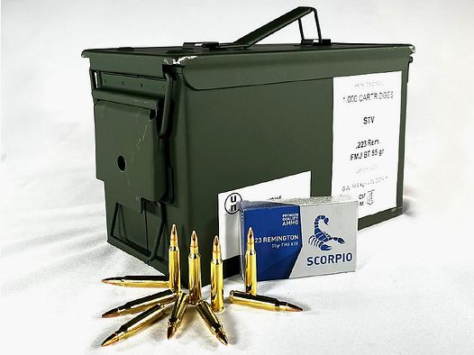 STV SCORPIO .223 Remington FMJ 55 grs 1 scatola di munizioni (1.000 colpi a 0,529 €*)