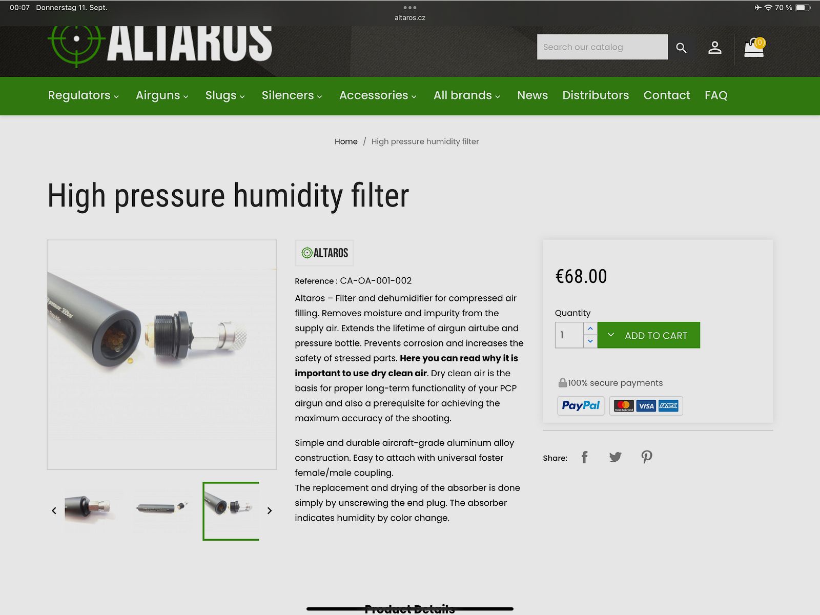Altaros Hochdruck-Luftfilter – bis 300 bar