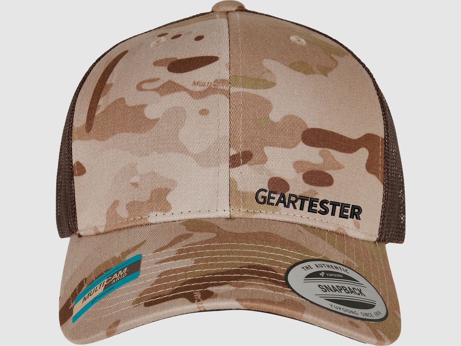 Geartester Multicam Retro Trucker-Kappe, kleines Logo
