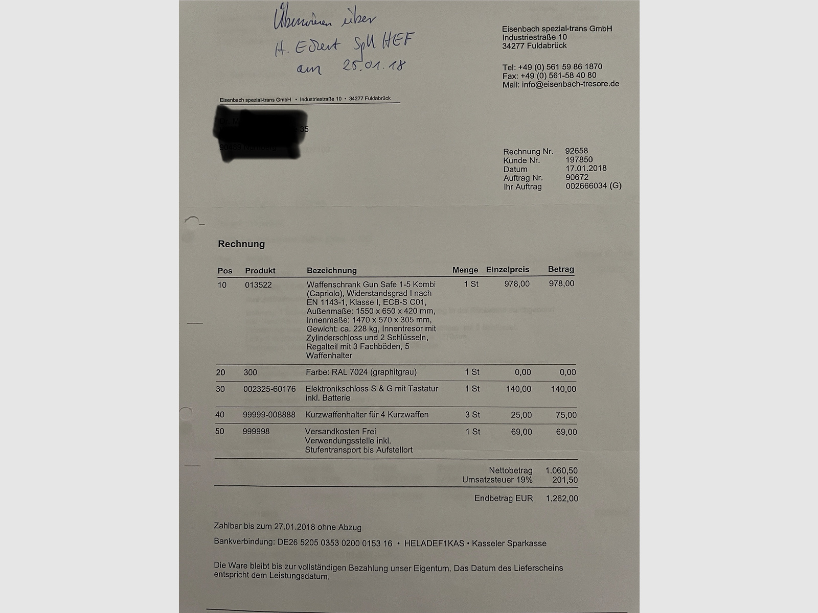 Waffenschrank EN1143-1 Klasse 1