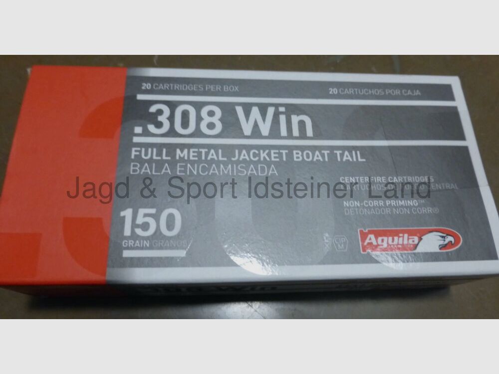 AGUILA 150grs, FMJ-BT, 20 cartouches par paquet