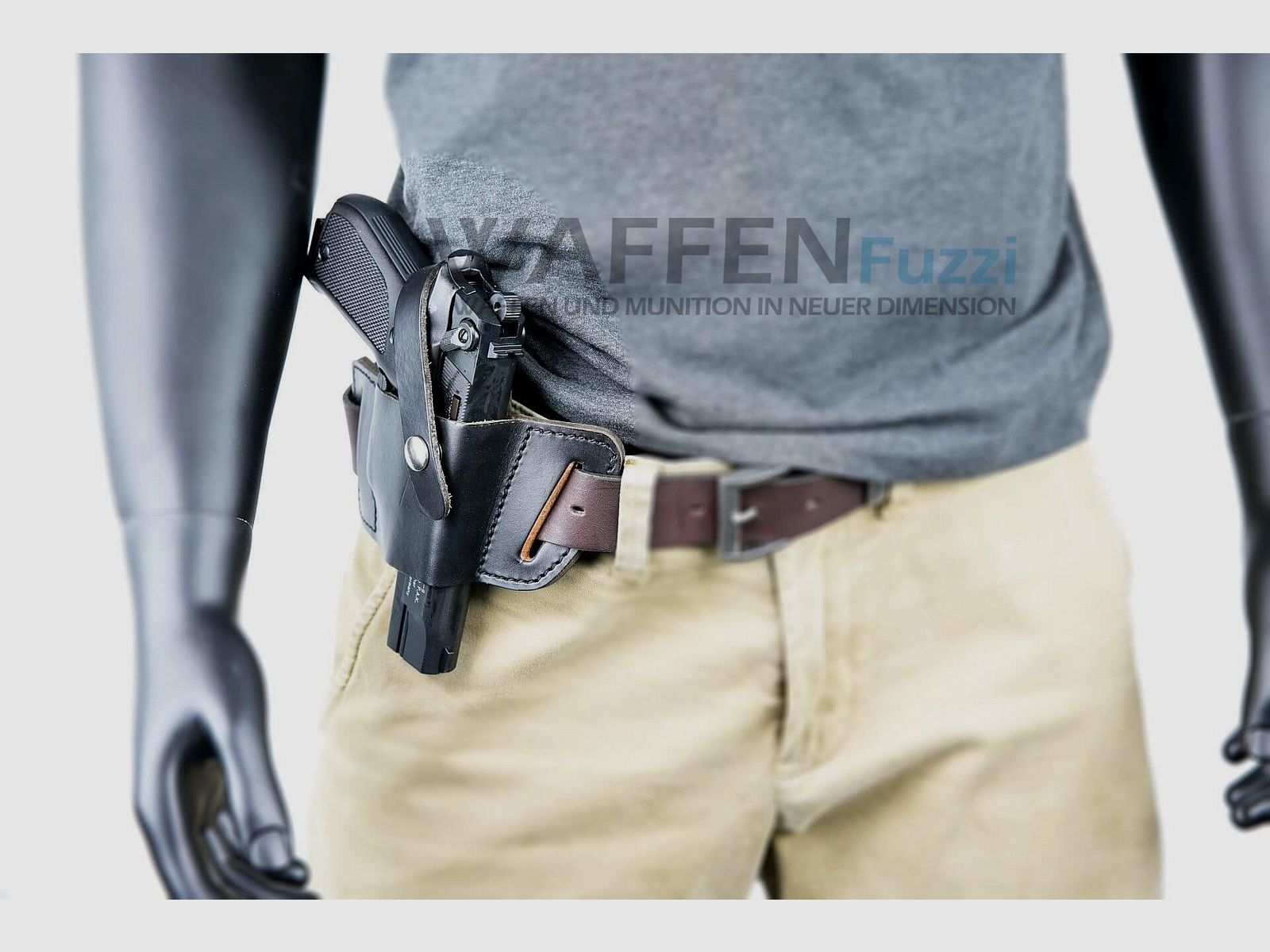Holster ceinture Belt-Slide, en cuir pleine fleur avec rabat pour Walther, H&K, Sig-Sauer, Röhm, Zoraki, image 5 sur 5
