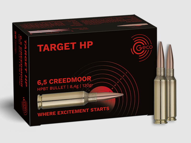 50 Schuss GECO 6,5 CREEDMOOR TARGET HP 130gr 8,4g HPBT Munition MATCH Patronen Hohlspitz #2420105