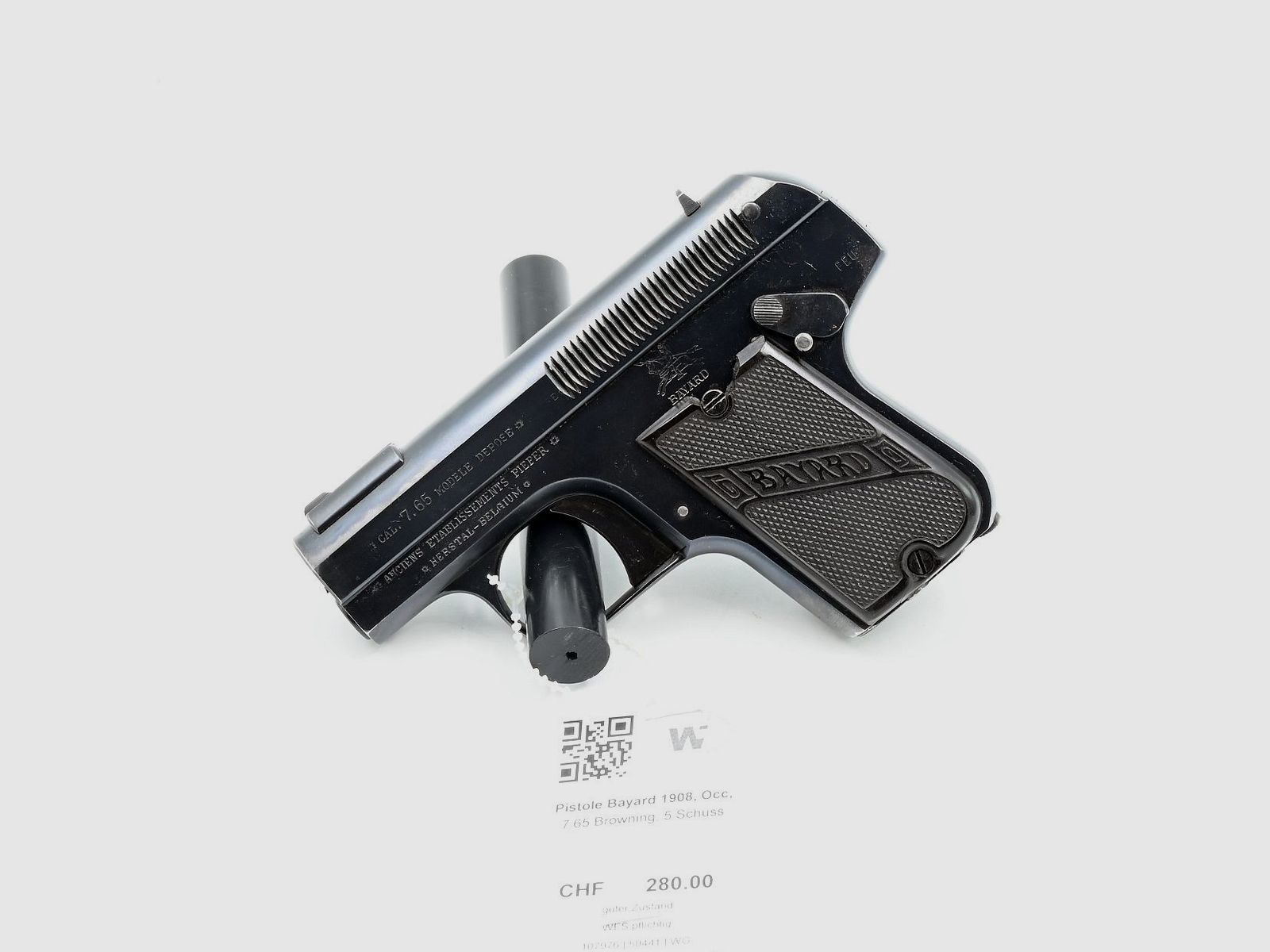 Pistolet Bayard 1908, d'occasion, 7.65 Browning, 5 coups, image 1 sur 2