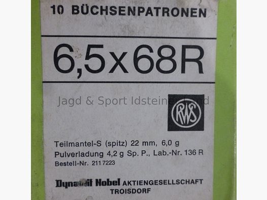 RWS	 Teilmantel-S (spitz), 6.0g / 92,6grs, 10 Patronen pro Packung