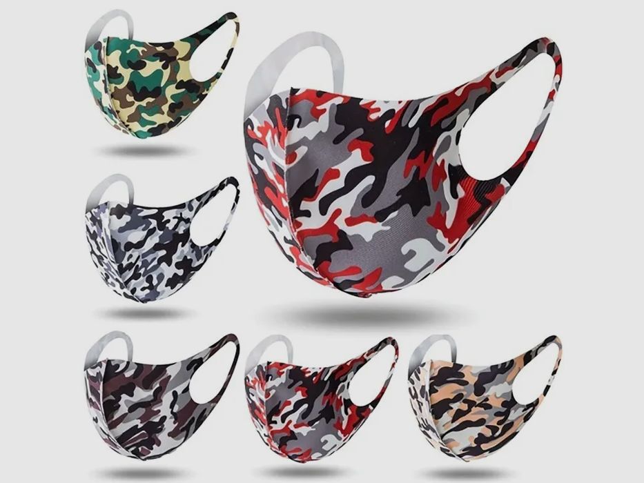 Mund-Nase-Abdeckung / Community Maske - Camouflage Lila-Grau - für Sie und Ihn