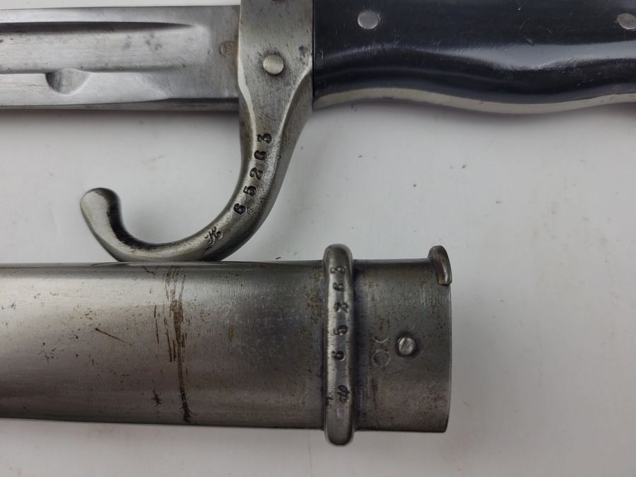 Bagnet Berthier model 1892 typ 2 – z oryginalnymi bakelitowymi uchwytami – numer seryjny Mono – bardzo dobry stan, zdjęcie 7 z 7