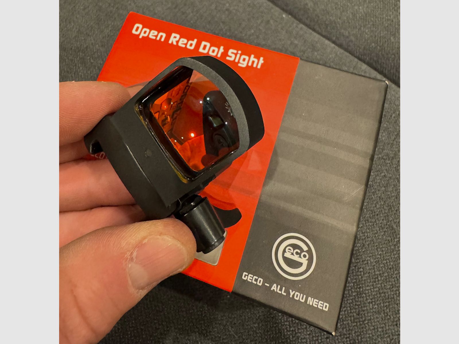 GECO Open Red Dot Sight - Visor de punto rojo 2 MOA con montaje Picatinny y OVP