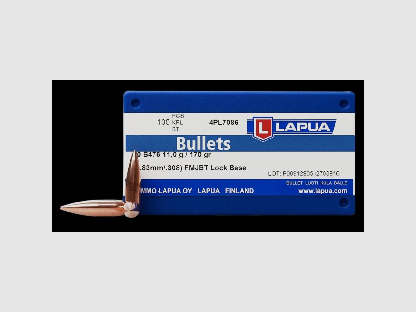 .308 Proiettili Lapua Lock Base FMJBT 170 gr B476 VE100