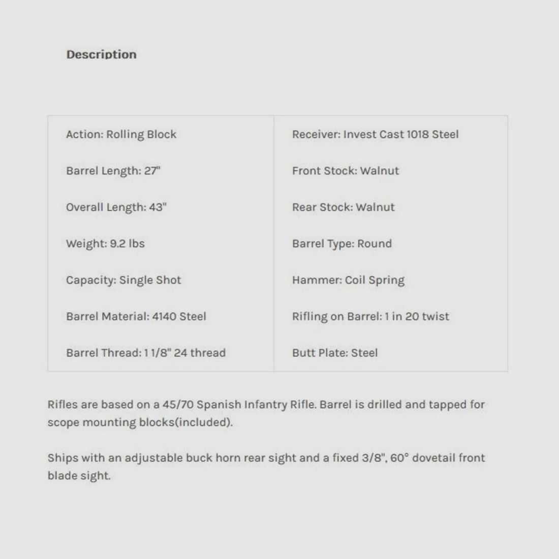 Tippmann Armory Rolling Block Black 27" (27 inch) .357Mag