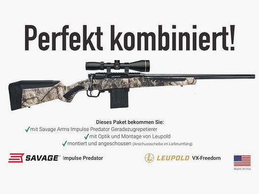 Savage Impuls Predator Repetierbüchse 308Win inkl. Leupold VX-Freedom 3-9x5 komplett eingeschossen VERSION 2.0