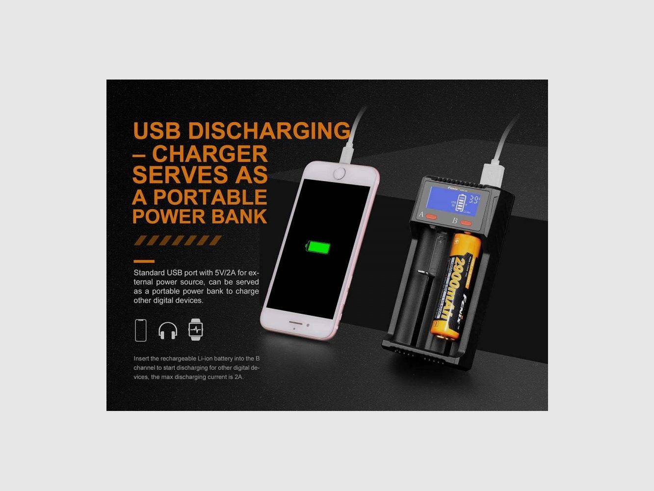 Fenix - Chargeur de batterie ARE-D2 avec double compartiment, image 3 sur 7