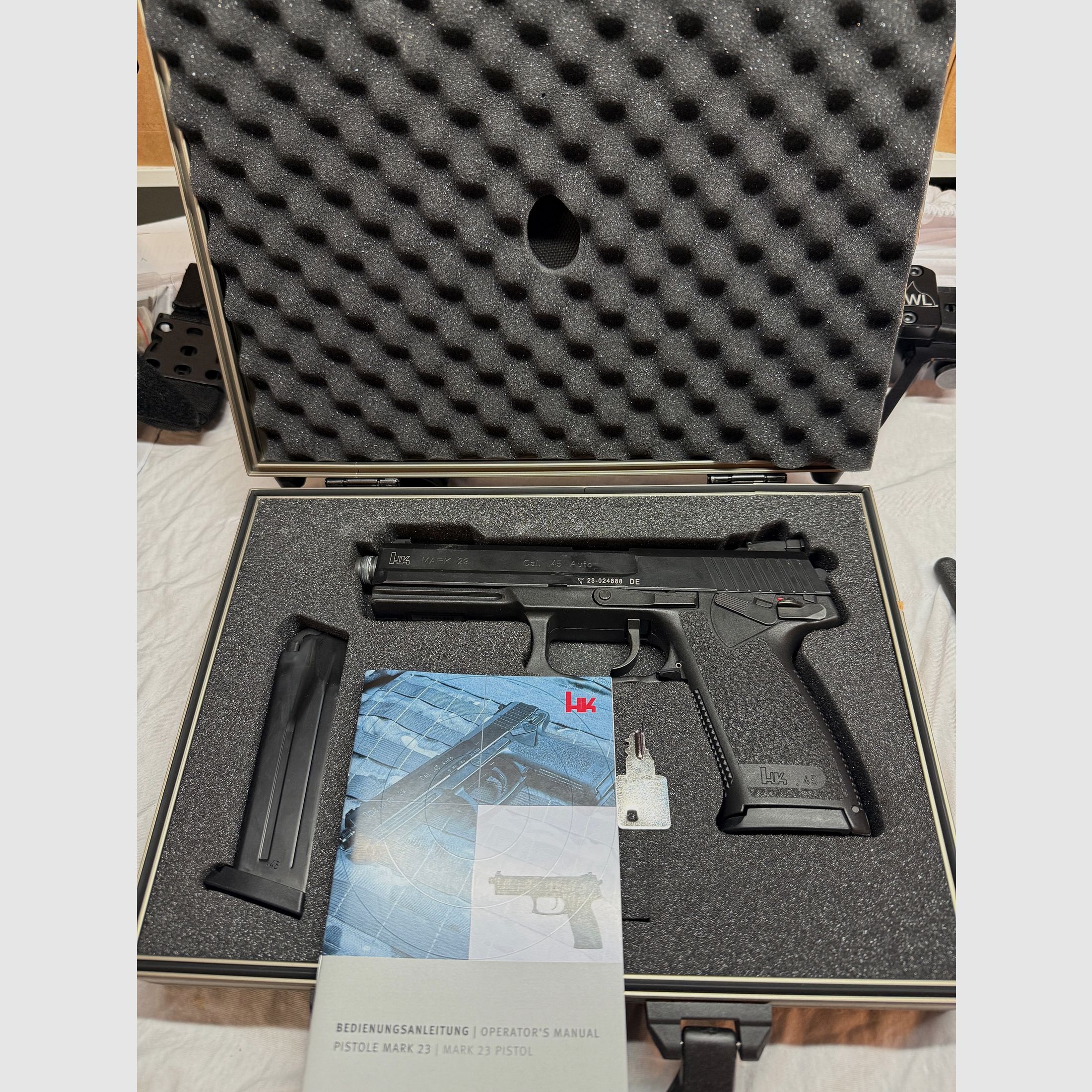 Heckler & Koch pistol Mark 23 with 2 sights, original and micro LPA