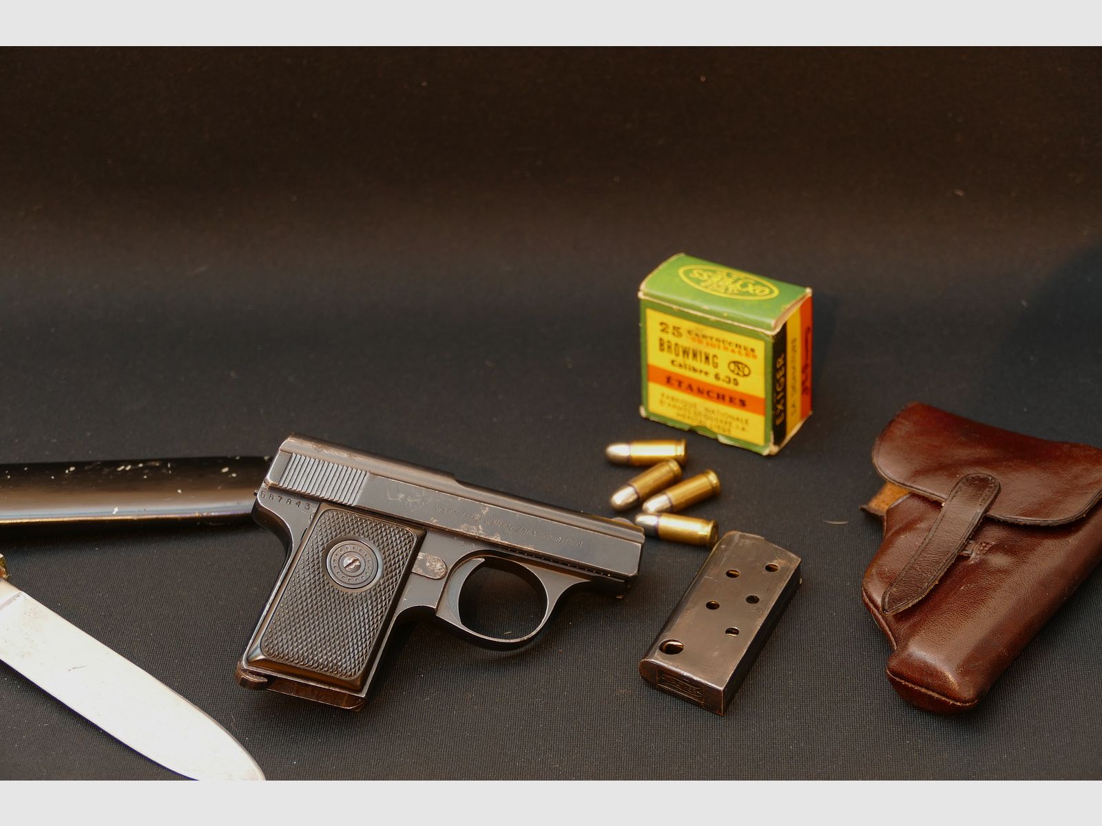 Walther Mod. 9, Tipo II, ca. 1928/29, Calibre 6,35mm Browning, pistola de bolsillo Zella Mehlis, WWII, WHB61