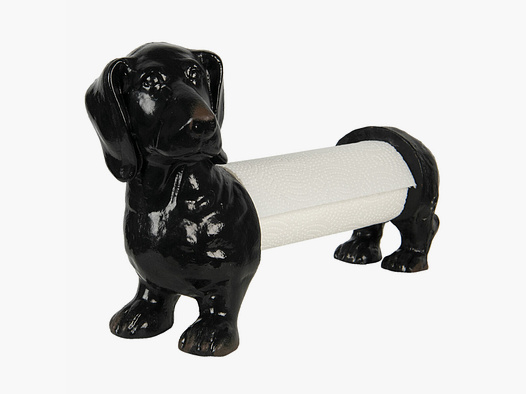 Lovergreen art of the table motif dachshund as kitchen roll holder made of cast iron