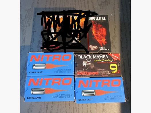7 x 50 Stück verschiedene 9 mm PAK Patronen