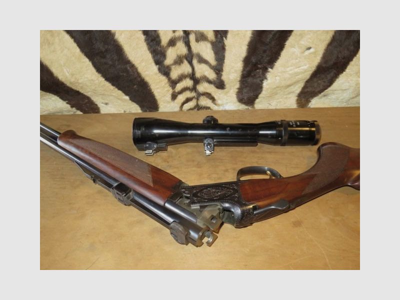 Doppelbüchse BROWNING B124 Kal. 9,3x74R Lauf 61 mit ZEISS VZF 1.5-6×39 DDR Zielfernrohr und Leder-Futteral, Bild 11 von 13