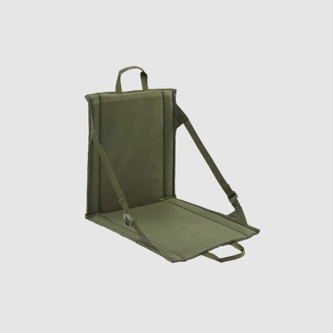 Folding seat with carrying handle + mesh pocket for 2 drink bottles - Olive