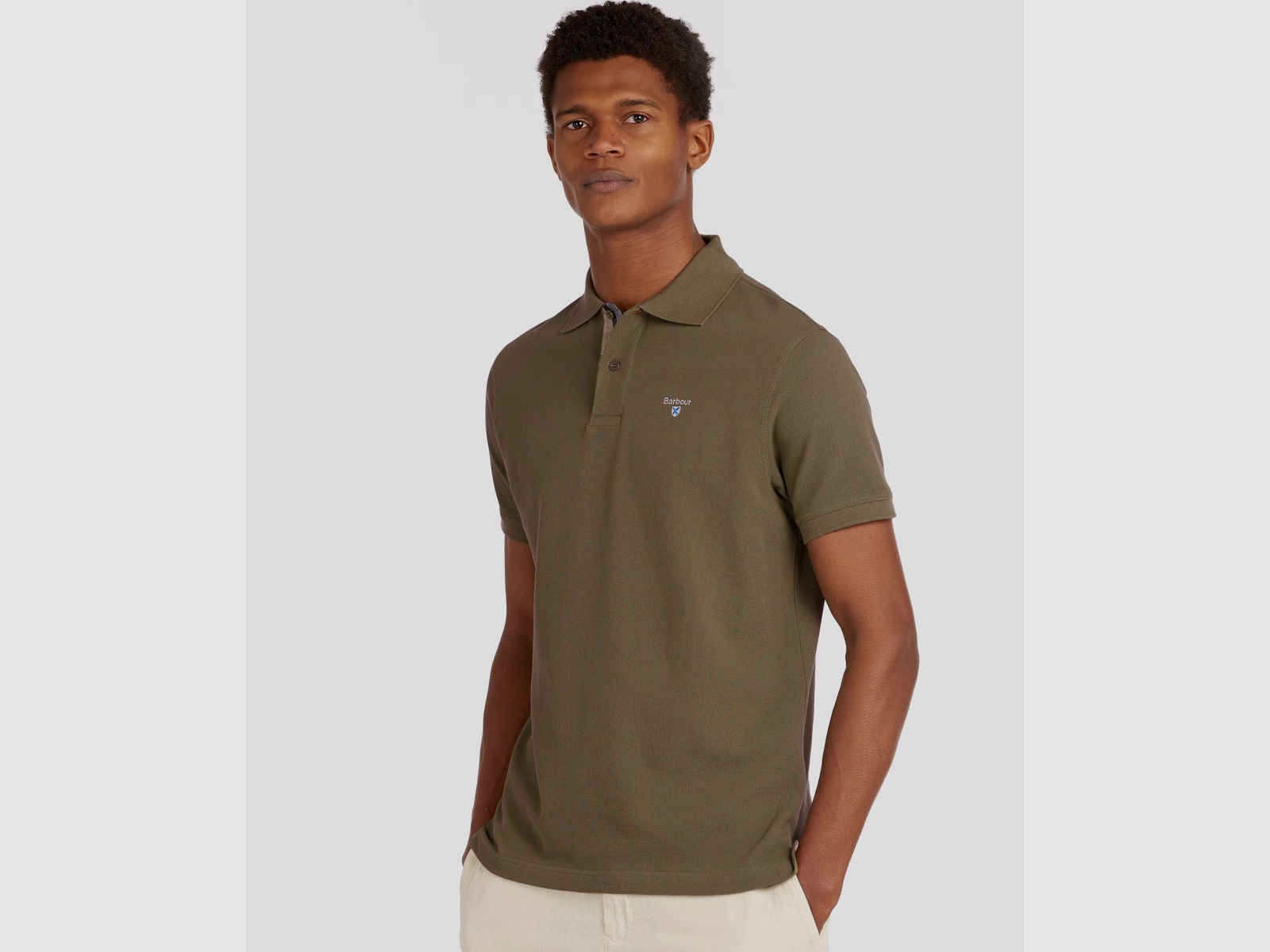 BARBOUR Poloshirt Tartan Pique Dark Olive Classic