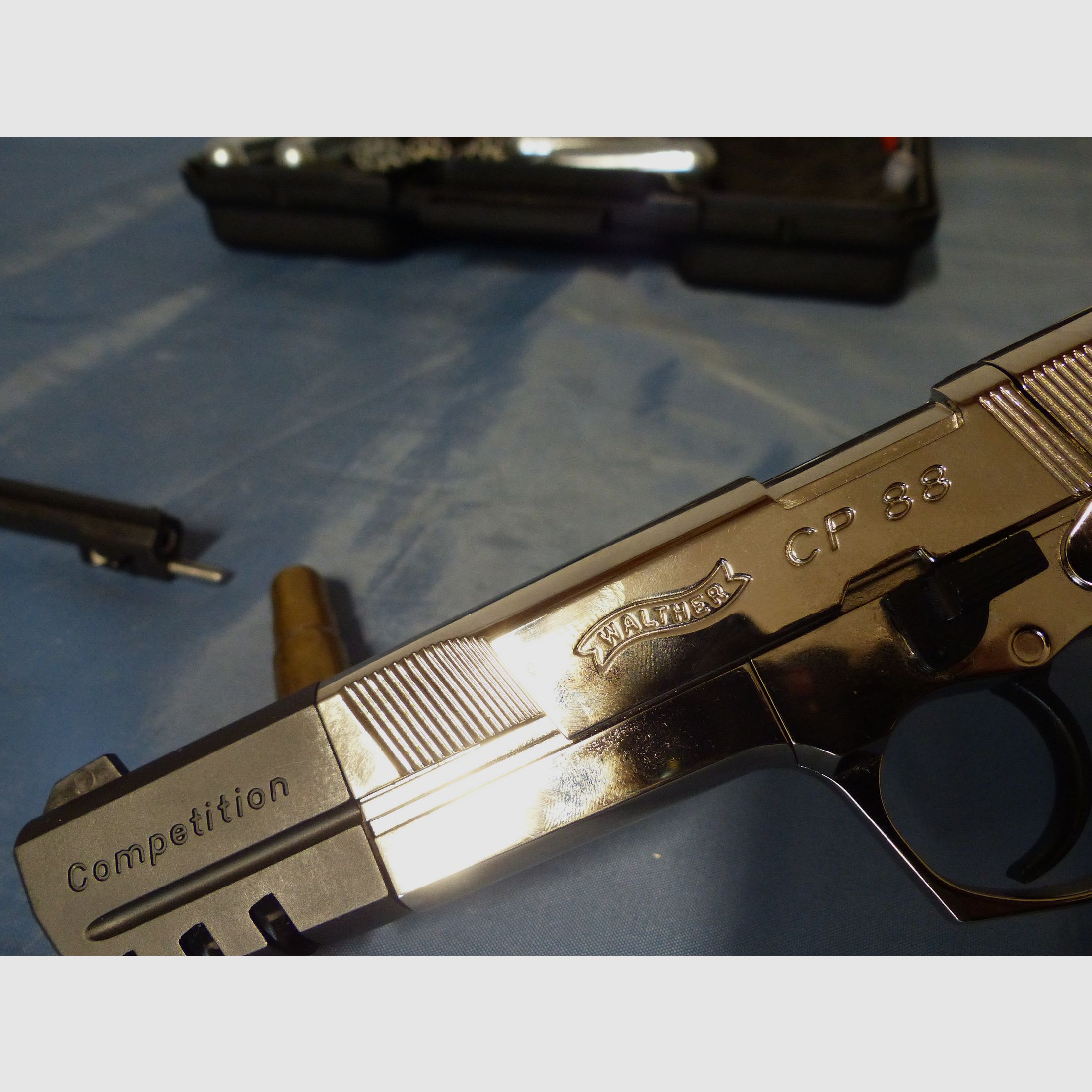 Walther CP88 Competition CO2 Pistool 4,5 mm Diabolo verchroomd als nieuw