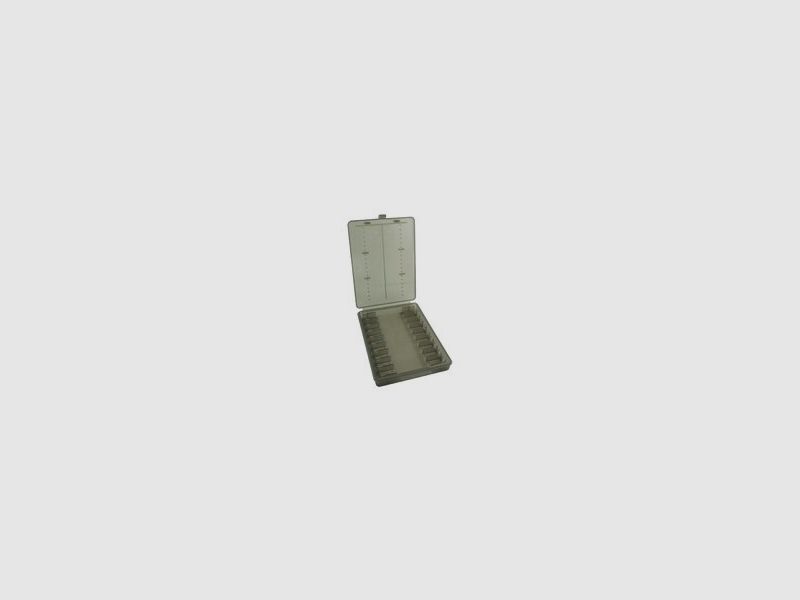 MTM cartridge case W18-44-41 smoke clear with flap lid for 18 cartridges .44 Rem./Spec.