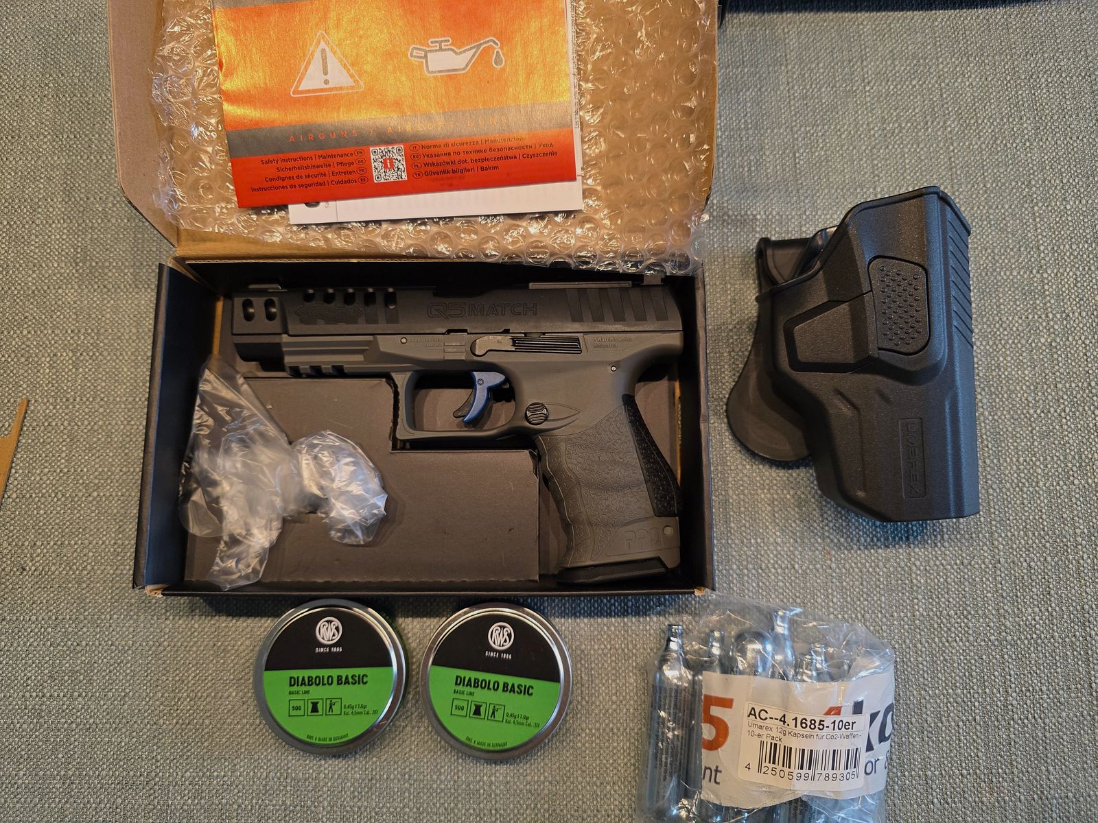 Walther Q5 Match 5" Combo Set Tungsten Gray - Pistola Blowback Co2 4,5 mm Diabolo con accesorios, imagen 2 de 9