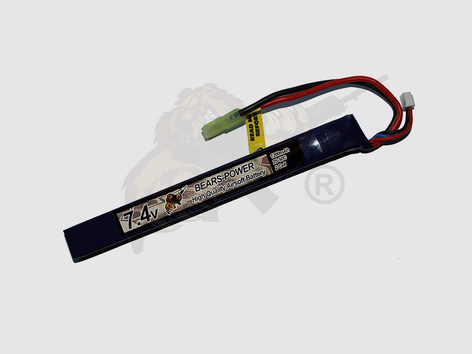 Bears- Power Airsoft LiPo Akku 7.4V 1200mAh, 25C Stick Type - Mini Tamiya