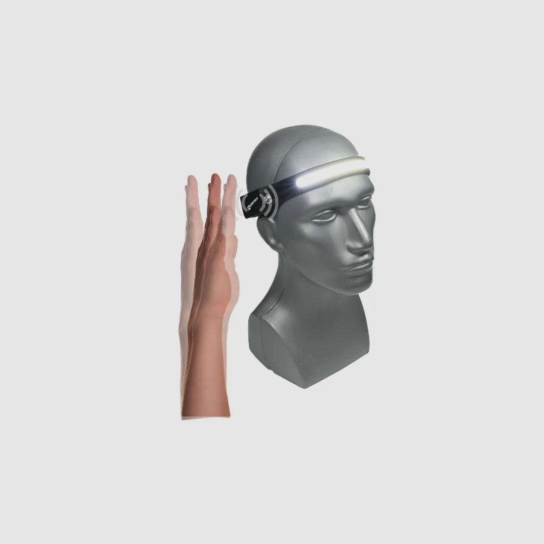 LED-Kopflampe "Wave Light" mit Bewegungssensor - mit USB wiederaufladbar