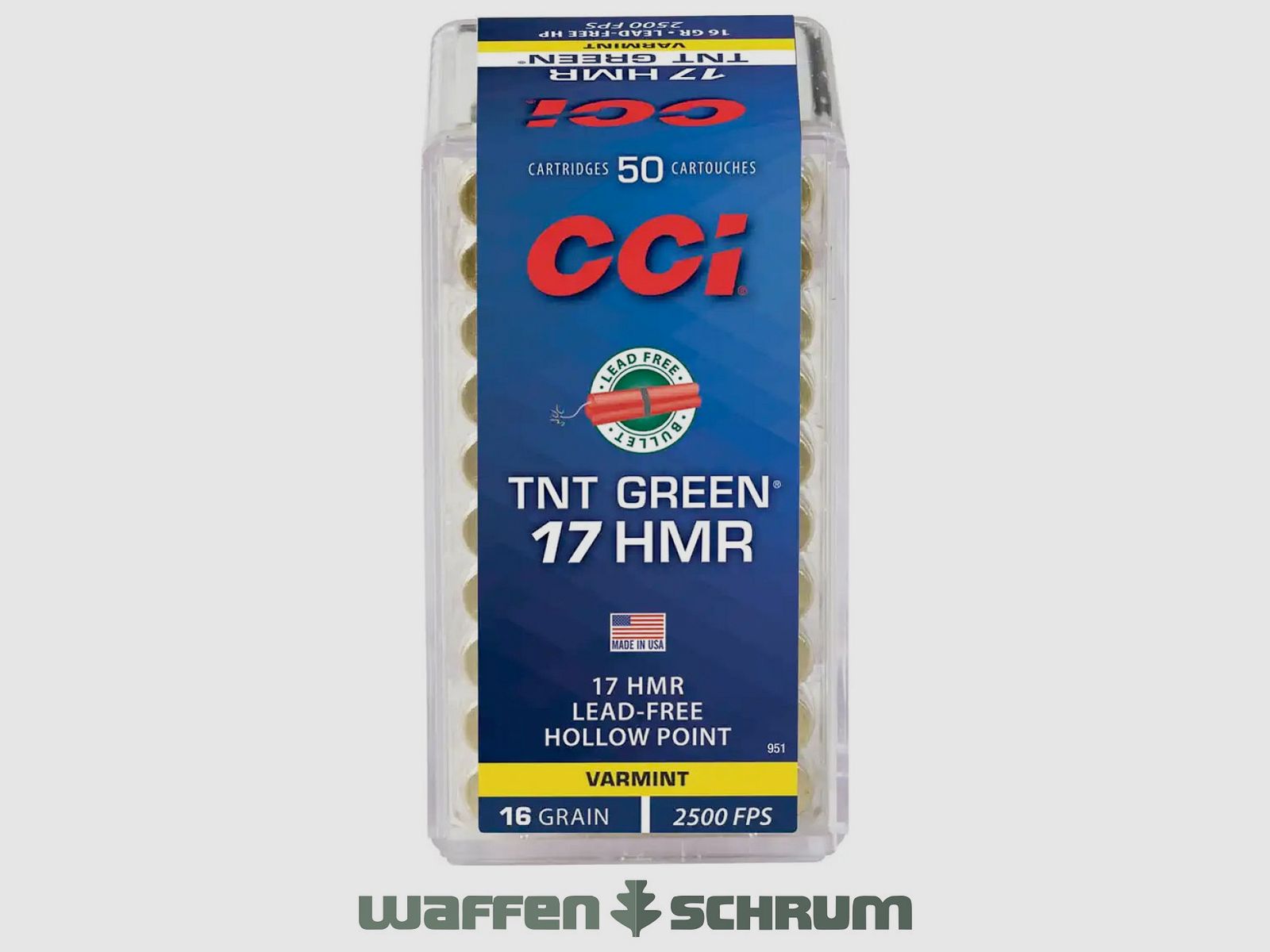 CCI TNT Green HP 16grs. - 1,0g .17HMR
