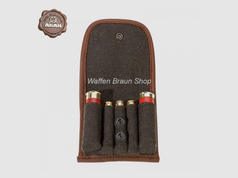 Funda de patron de AKAH de cuero de alce con exterior de paño, cuero de alce suave por dentro con forro de paño PISCHL marrón.