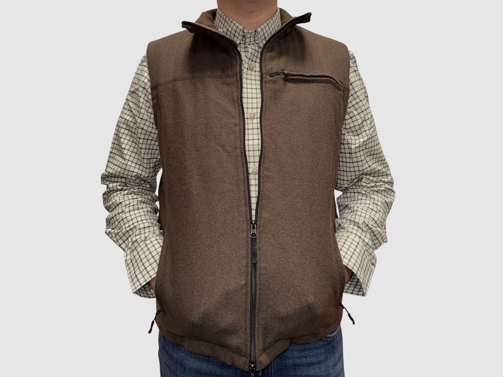 Waidmann Bodywarmer en loden marron – Gilet de chasse traditionnel, image 4 sur 7