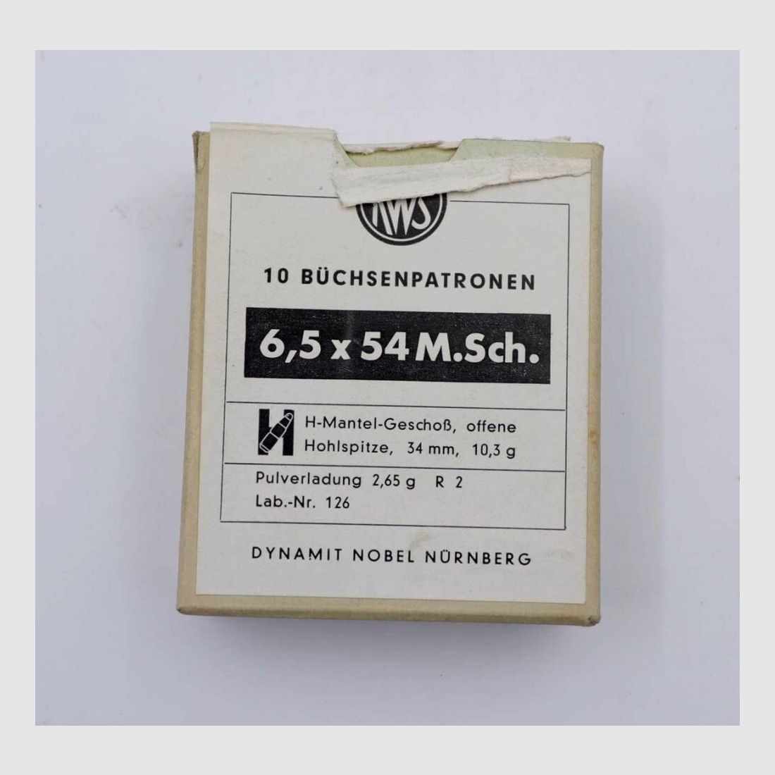 RWS (WZd.Fa.Rottweil) Büchsenpatronen 6,5x54M.Schönauer