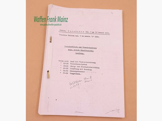 Mauser Manufacturing Instructions M1935 Chile
