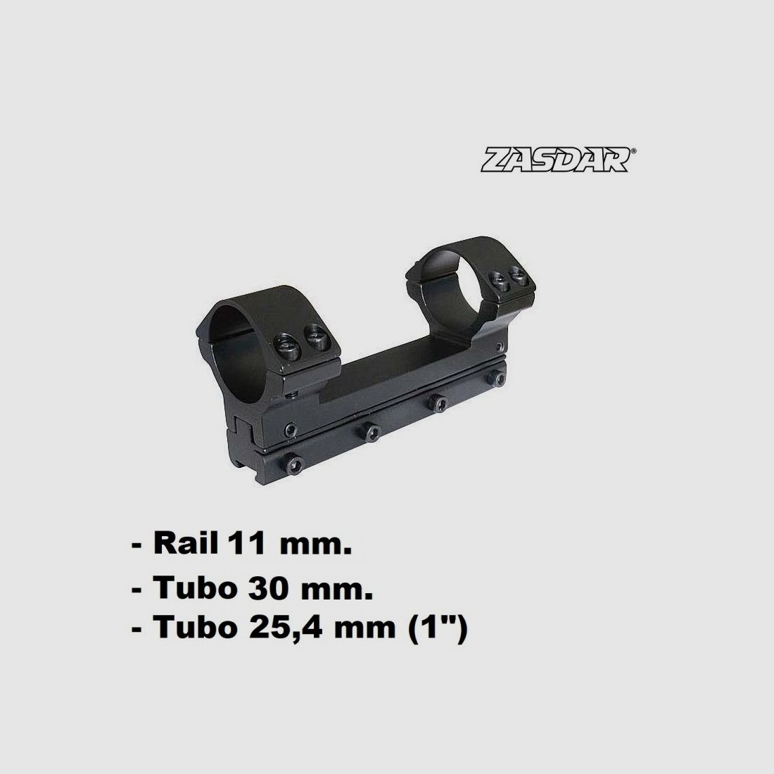 Zasdar MonoBlock Montage Ø25 – Ø30 mm Schiene 11mm Dovetail - Verstellbar.