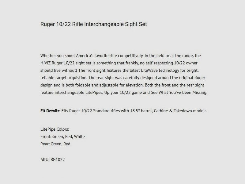 Sight Set LiteWave Fiber 3-Color Ruger 10/22, immagine 2 di 4