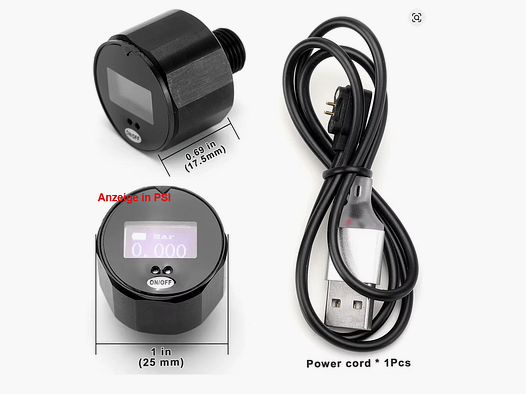 2x digital pressure gauge 25mm (M8, 4500 PSI / 310 Bar) | NEW | for example for HP Max