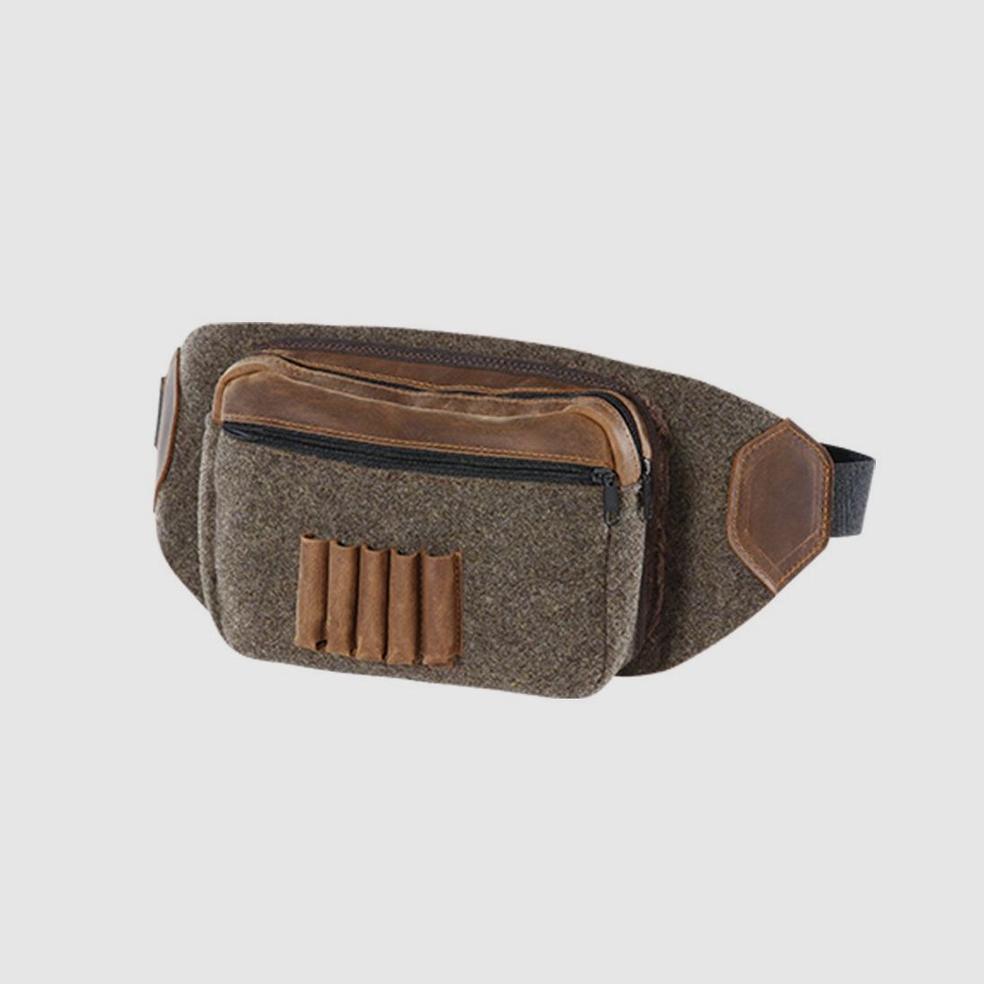 Bauchtasche aus Wollfilz mit Leder