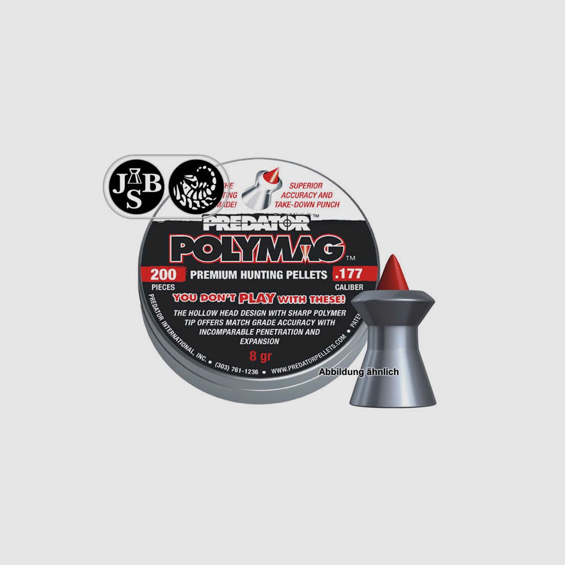 JSB Predator Polymag, Spitzkopf Diabolo, Jagd, 0,52 g, Kaliber 4,5 mm, 200 StĂĽck
